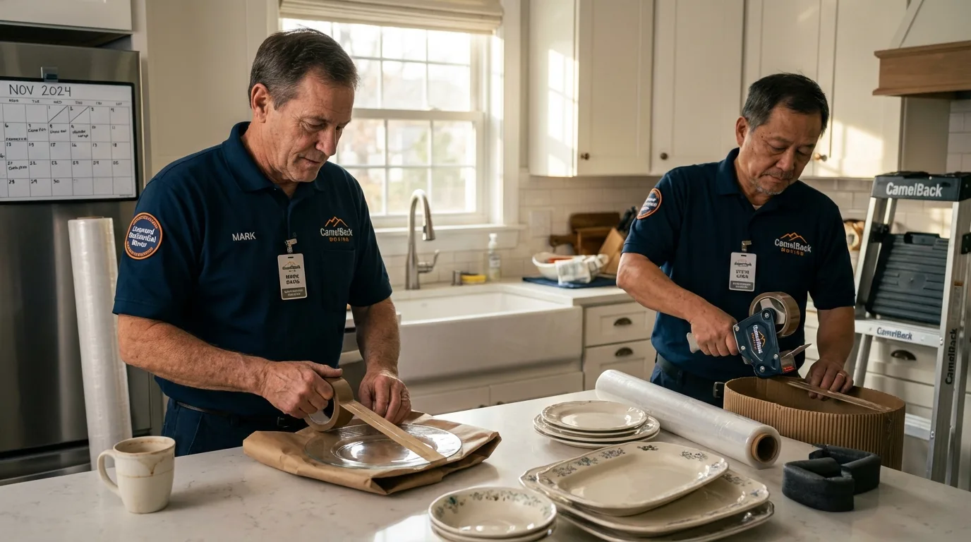 Professional crew packing kitchen dishware in Midland, TX